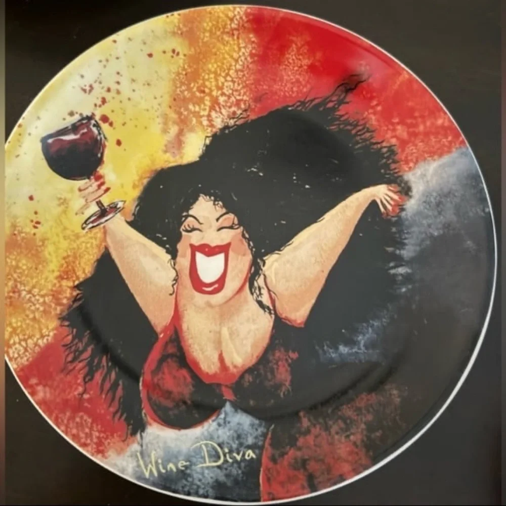 Jill Neal Wild Women Wine Plates Set of 4 | Ceramic Dessert Plates 7.5